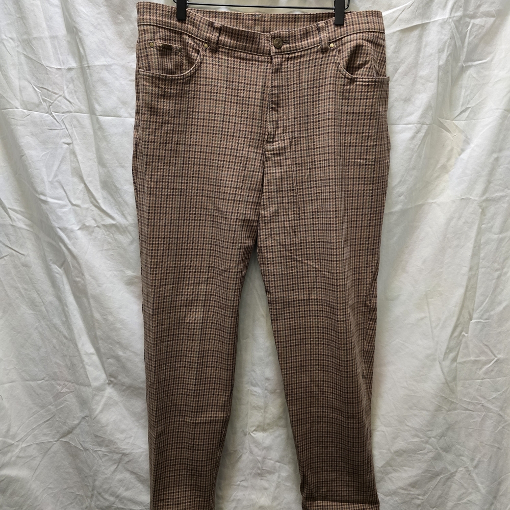 Lauren Ralph Lauren Women's Brown Checkered Straight Leg Pants